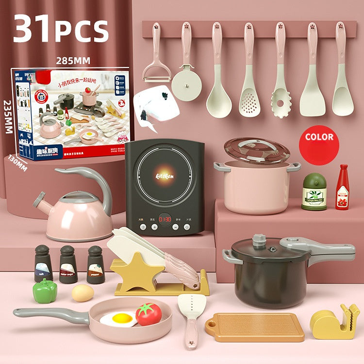 Juego de juguetes de plástico de cocina de simulación para niños al por mayor